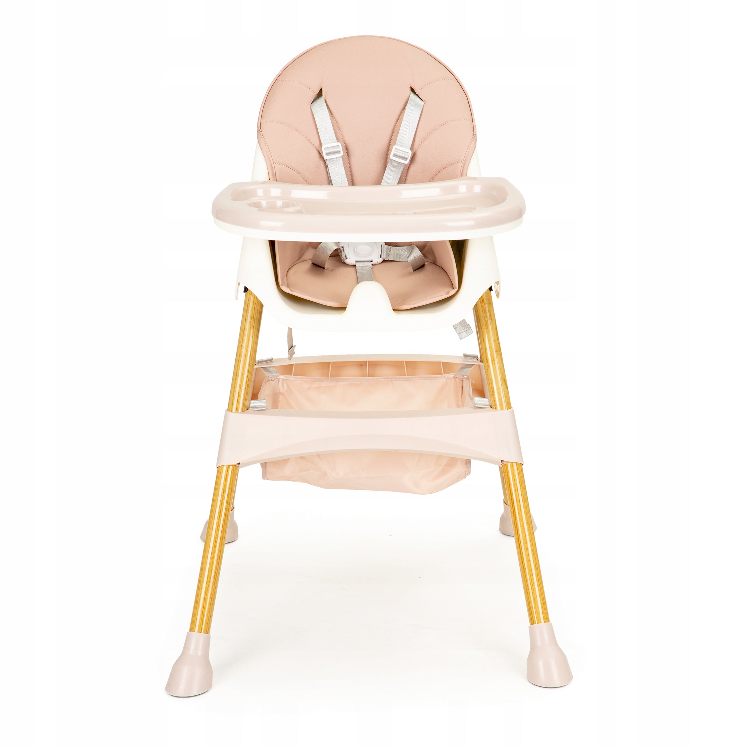ECOTOYS Dětská vysoká židlička 2v1 (6–36 měs.) s ekokůží, 5bod. pásy, Brand Ecotoys