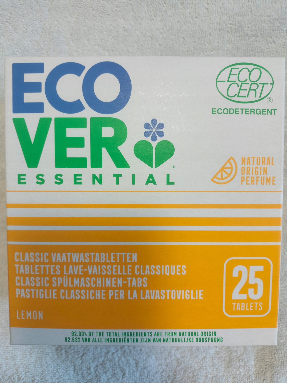 ECOVER NATURAL PERFUME TABLETS FOR DISHWASHER LEMON 25PCS FROM GERMANY