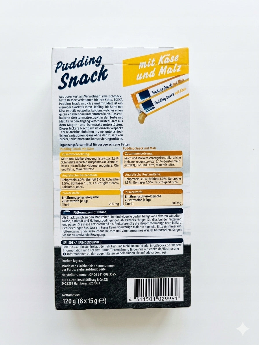 EDEKA Pudding Snack for Cat Snacks Mousse Sauces 40x15g Packaging status original