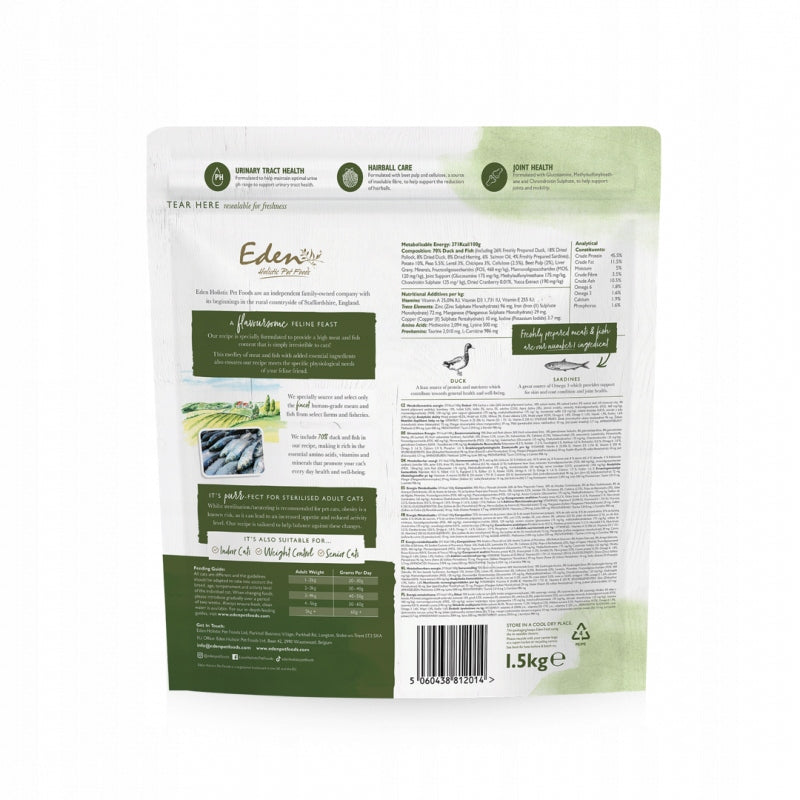 EDEN - Duck and Sardine 1,5kg - DRY CAT FOOD Manufacturer code 5060438812014