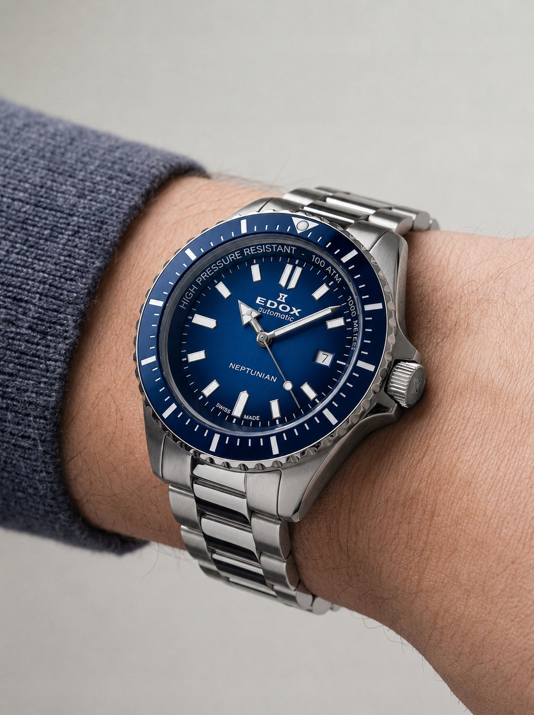 EDOX Skydiver Neptunian Automatic 80120-3BUM-BUF, 44mm, 1000m Water Resistance
