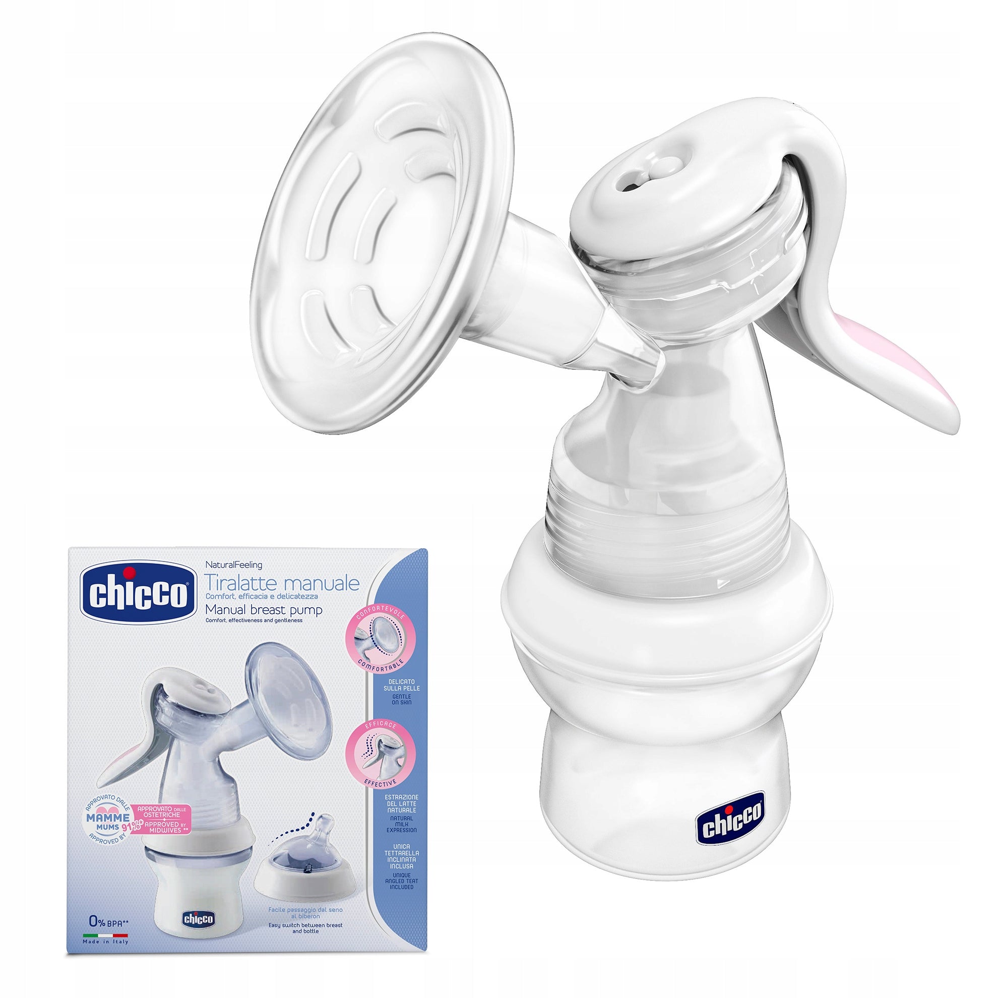 EFFECTIVE MANUAL BREAST PUMP MANUAL FOOD EXTRACTOR NATURALFEELING CHICCO