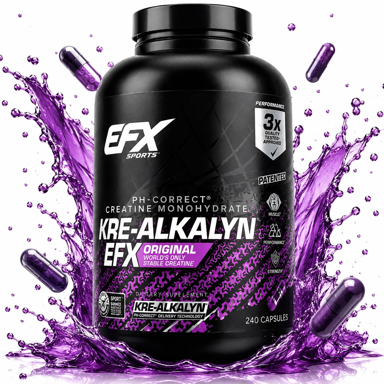EFX SPORTS KRE-ALKALYN 240cap BUFFERED CREATINE creatine natural PATENT