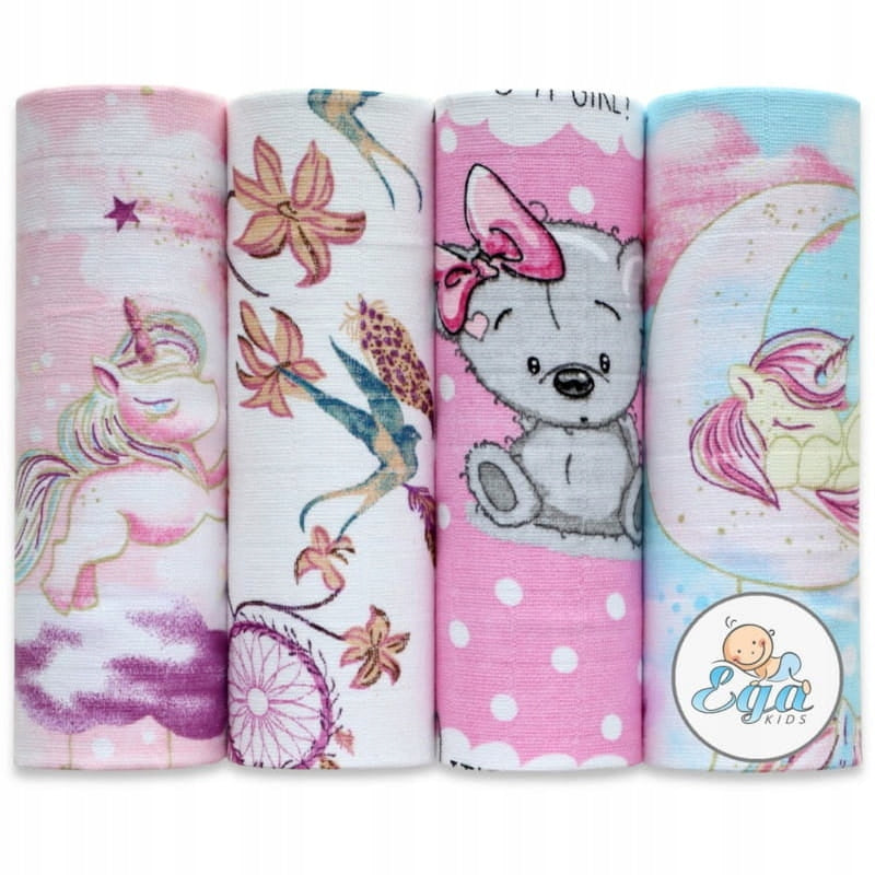 EGA KIDS SET OF PATTERNED TETRA DIAPERS 4 PCS. 70X80 CM