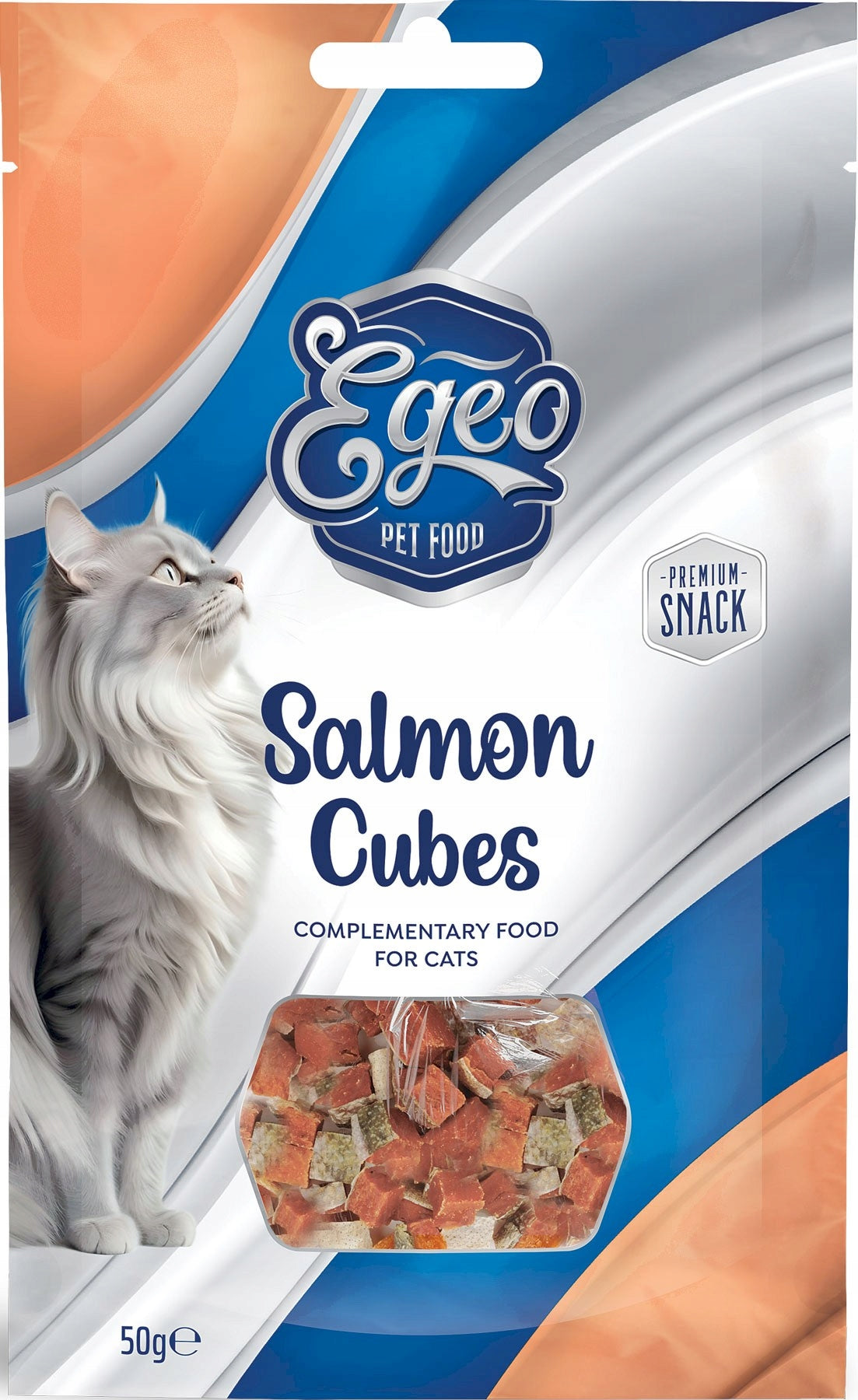 EGEO Cat Delicious Snack Salmon Cubes with Skin Cat Cod 50g