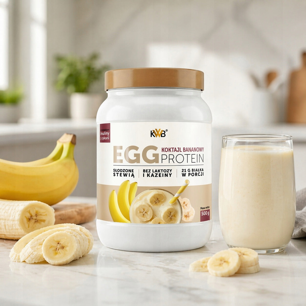 EGG Protein KWB EGG PROTEIN 500g Banana Flavour Sweetened with Stevia Expiration date at least 1 year from the date of purchase