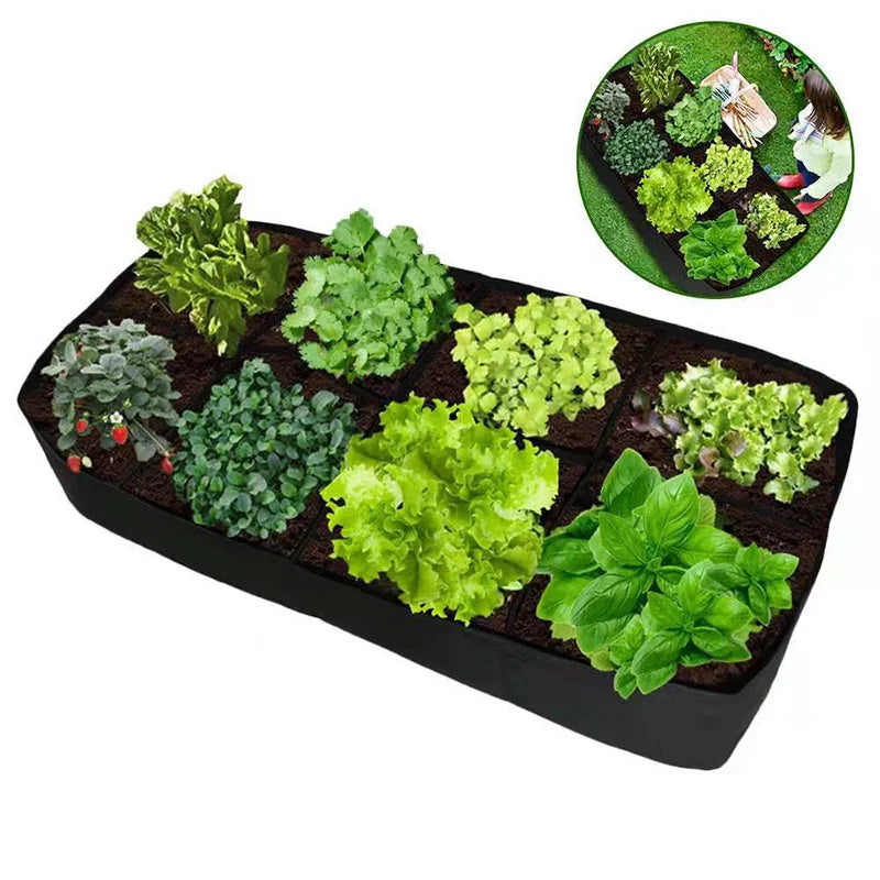 EIGHT-CHAMBER POT BAG WITH FLISELINE GARDEN POTS FOR VEGETABLES HERBS Length 180 cm