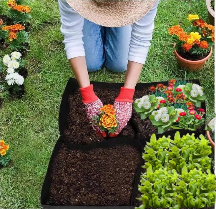 EIGHT-CHAMBER POT BAG WITH FLISELINE GARDEN POTS FOR VEGETABLES HERBS Shape rectangular