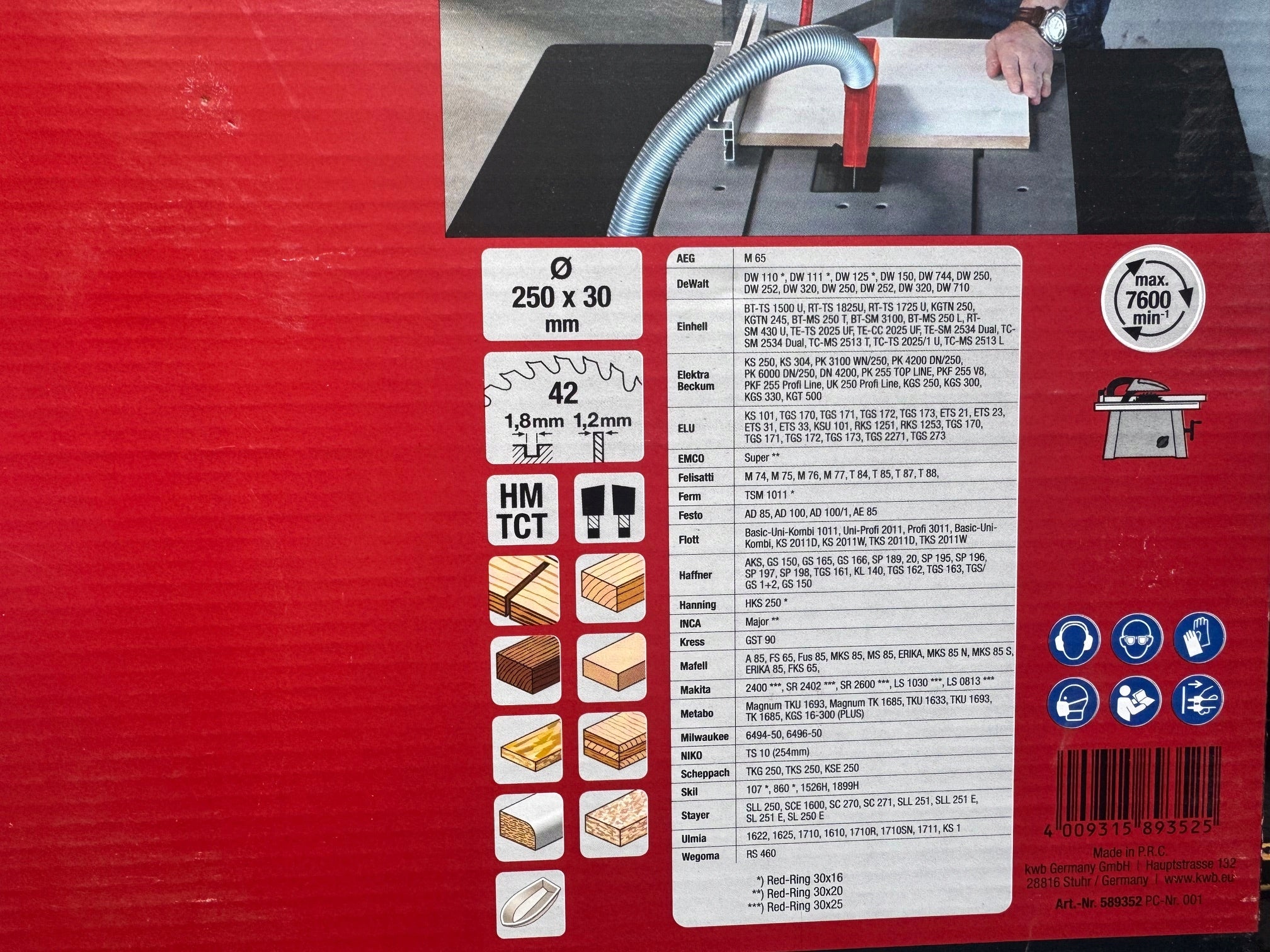 EINHELL KWB CUTTING DISC FOR CIRCULAR SAW HM TCT Ø 250 x 30 x1,8 mm 42Z Packaging status original