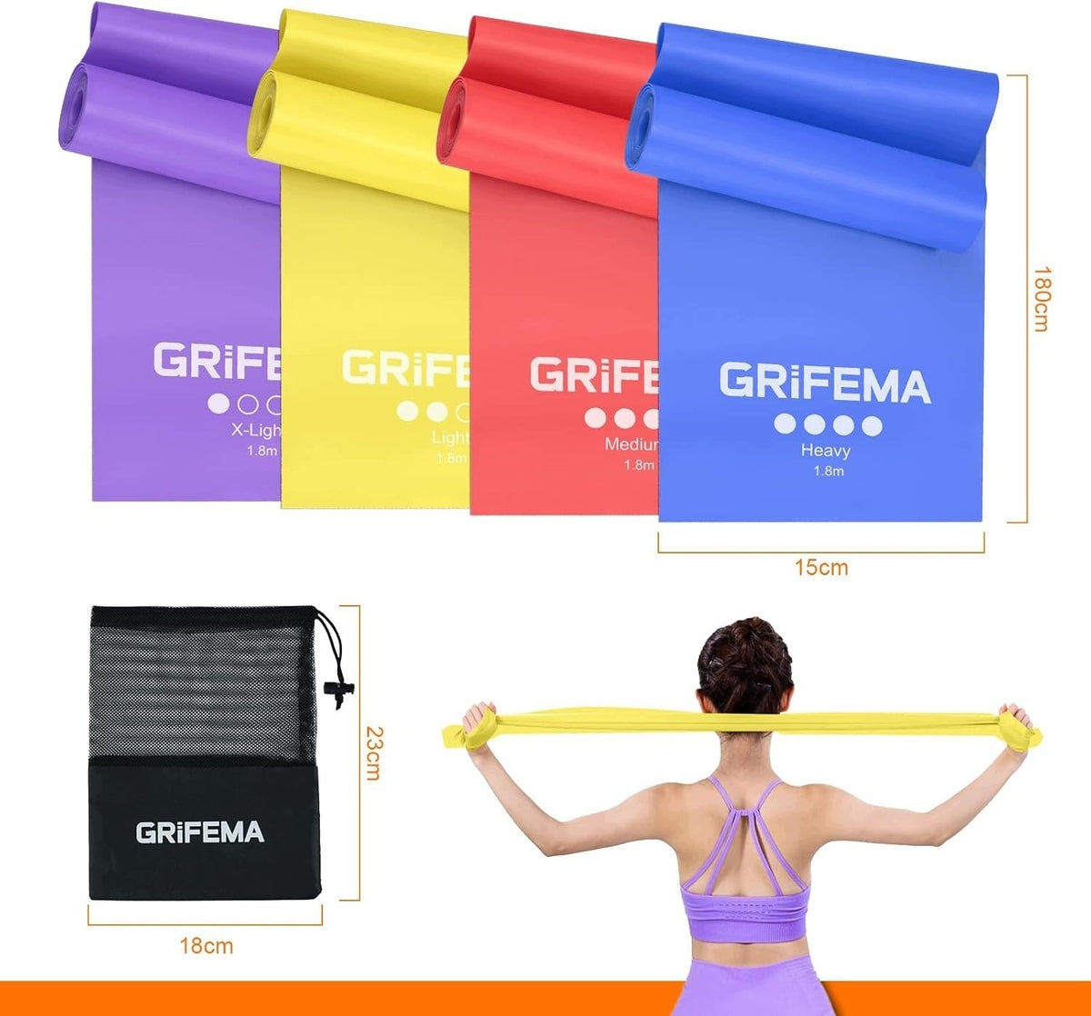 ELASTIC BANDS GA5002 4 RESISTANCE LEVELS 1 8M FITNESS SET Packaging status original