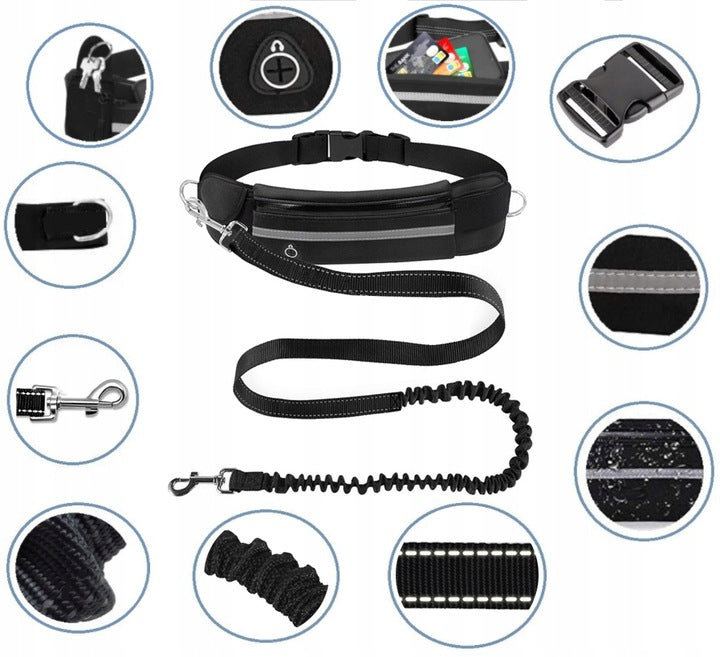 ELASTIC DOG LEASH WITH SHOCK ABSORBER AND HIP BELT FOR RUNNING Manufacturer code SMYCZ DLA PSA Z PASEM NERKĄ