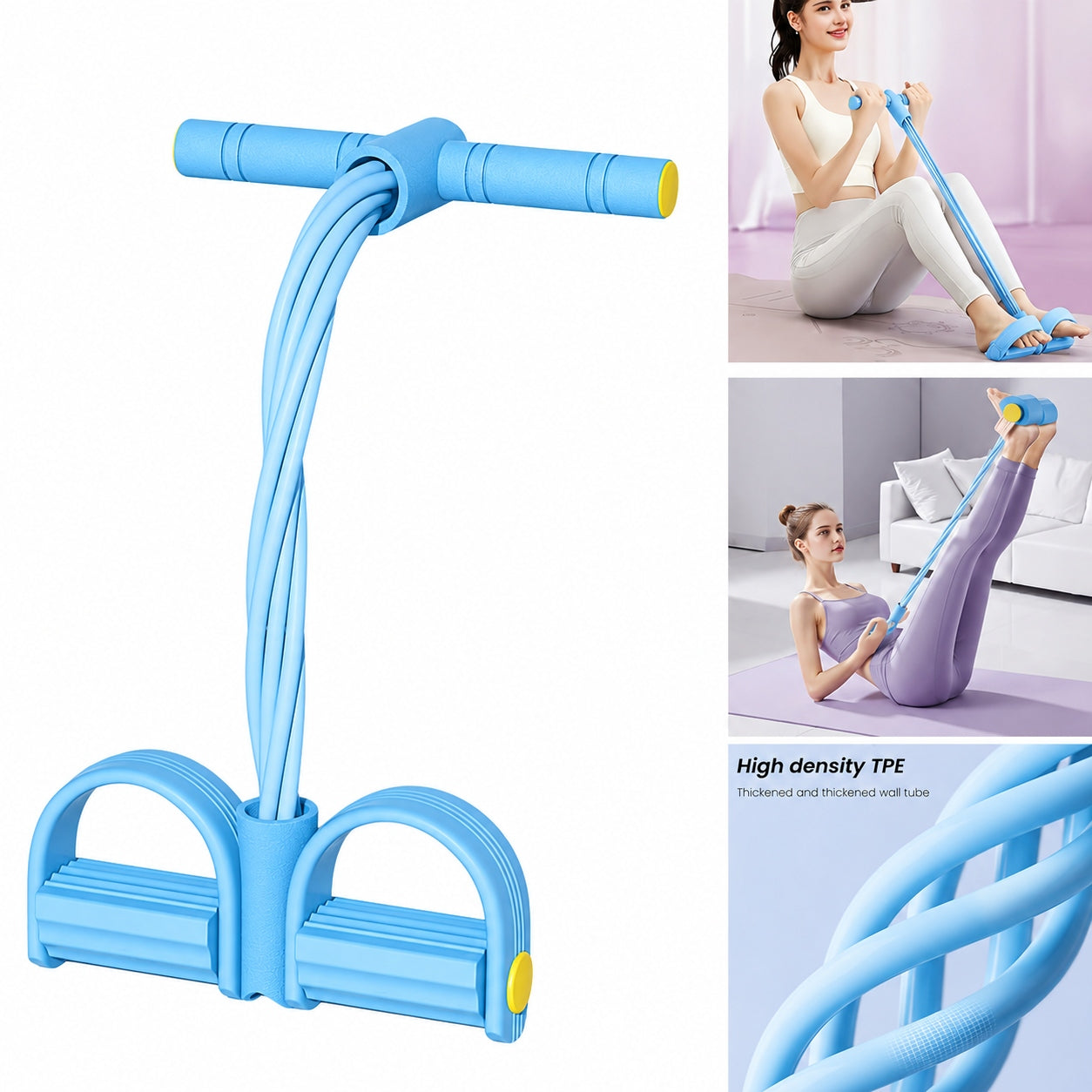 ELASTIC PEDAL PULLER FULL BODY EXERCISE RESISTANCE BAND-BLUE Width 260 mm