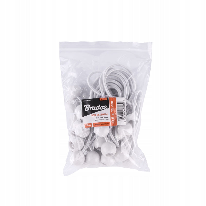 ELASTIC RUBBER WITH BALL BUNGEE CORD BALL 0,5x15cm 5 PCS BCB-0515WH-L BRADAS