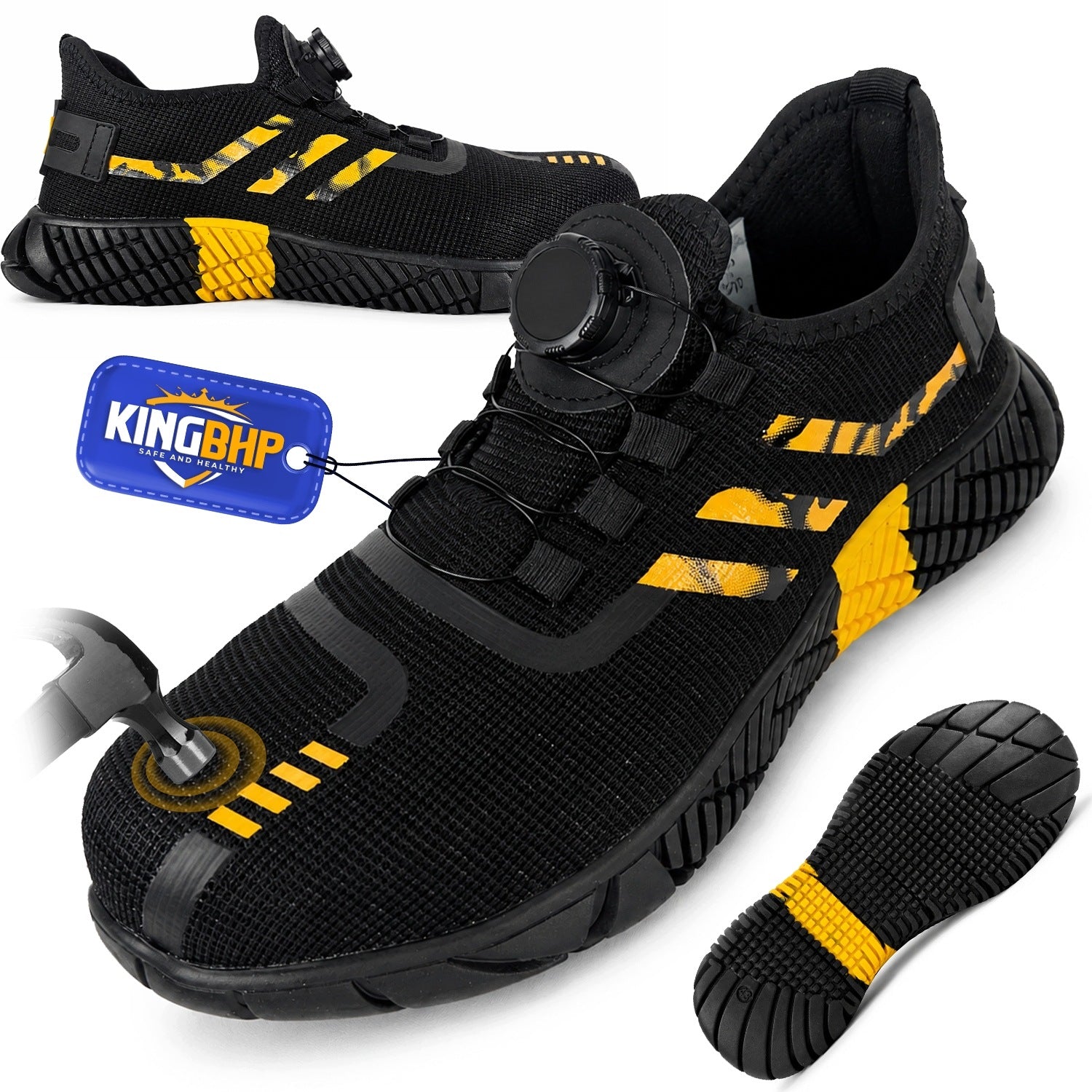 ELASTIC WORK SHOES MEN'S SAFETY SHOES WITH LIFT INSOLE RUBBER