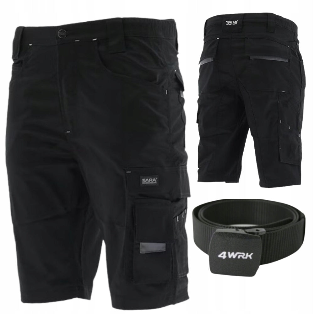 ELASTIC WORK trousers short shorts bhp STRETCH belt M