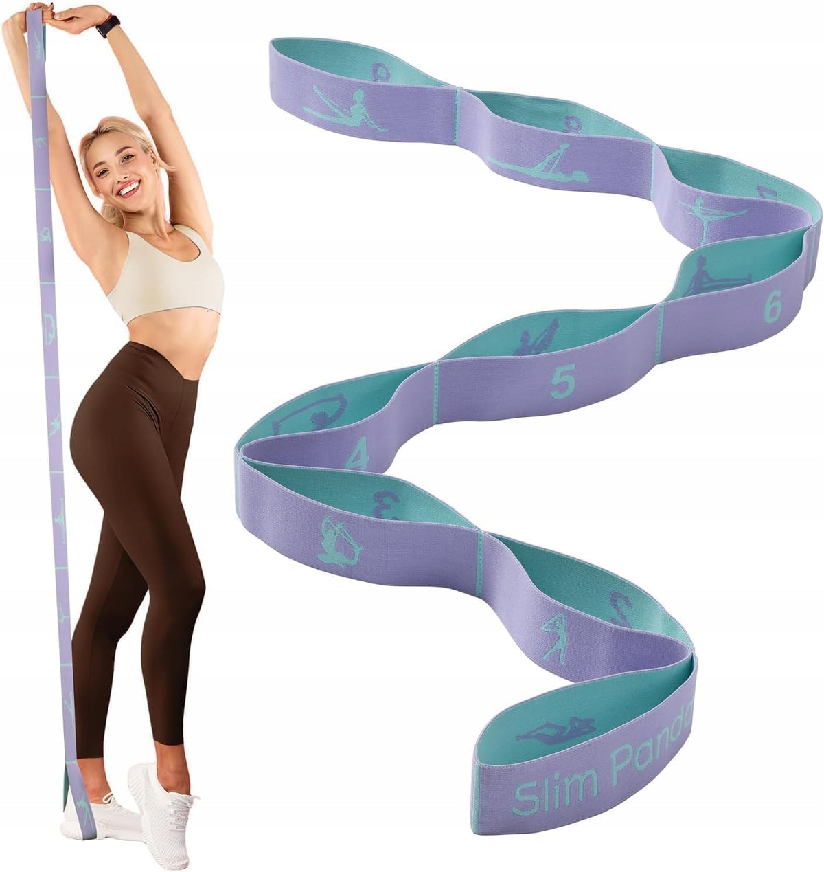 ELASTIC YOGA STRAP 9 LOOP FITNESS PILATES DANCE STRETCHING