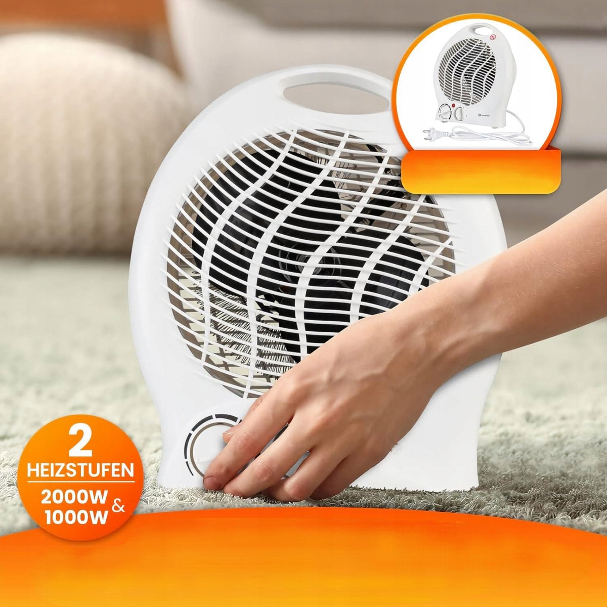 ELECTRIC AIR HEATER 2000W FAN HEATER FOR HOME Packaging status original