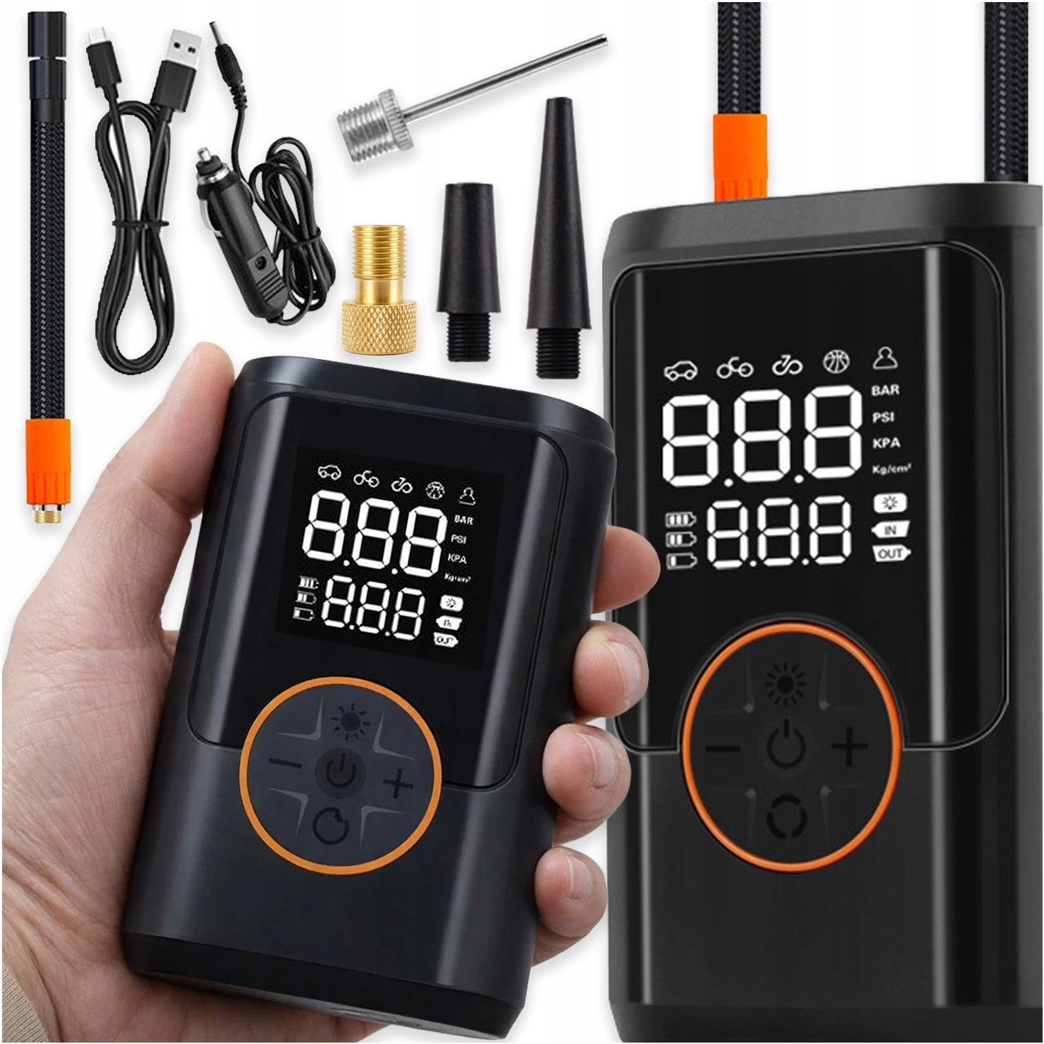 ELECTRIC BICYCLE PUMP BATTERY COMPRESSOR FOR CAR BIKE AKU 55W Manufacturer code POMPKA ELEKTRYCZNA DO ROWERU 3600mAh MEMFLOW