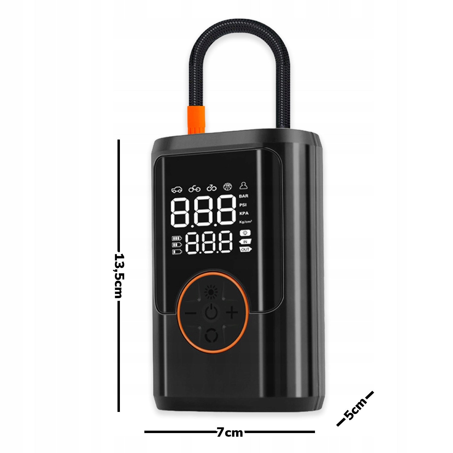 ELECTRIC BICYCLE PUMP BATTERY COMPRESSOR FOR CAR BIKE AKU 55W Model POMPKA ELEKTRYCZNA 4 TRYBY POMPOWANIA LATARKA