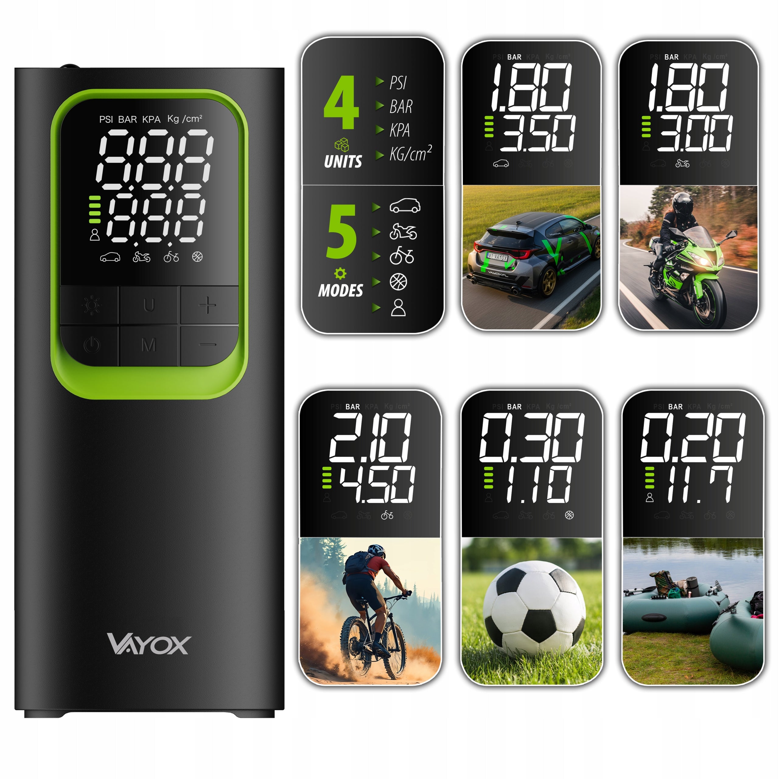 ELECTRIC BICYCLE PUMP CAR COMPRESSOR 8000mAh POWERBANK VAYOX Manufacturer code Pompka Uniwersalna USB-C