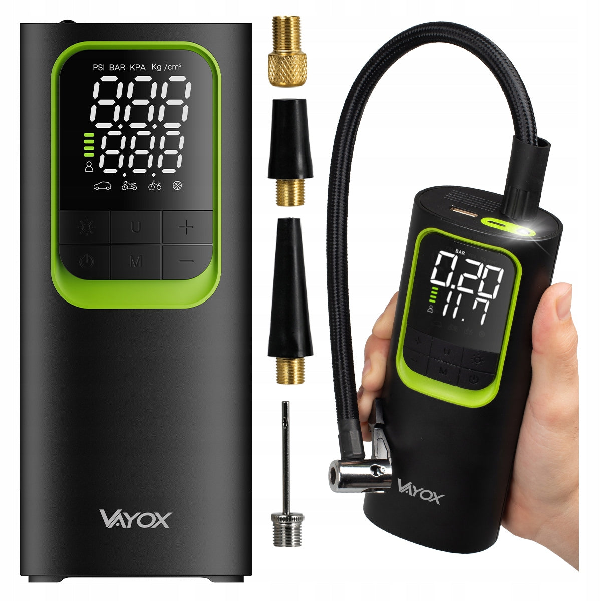 ELECTRIC BICYCLE PUMP CAR COMPRESSOR 8000mAh POWERBANK VAYOX