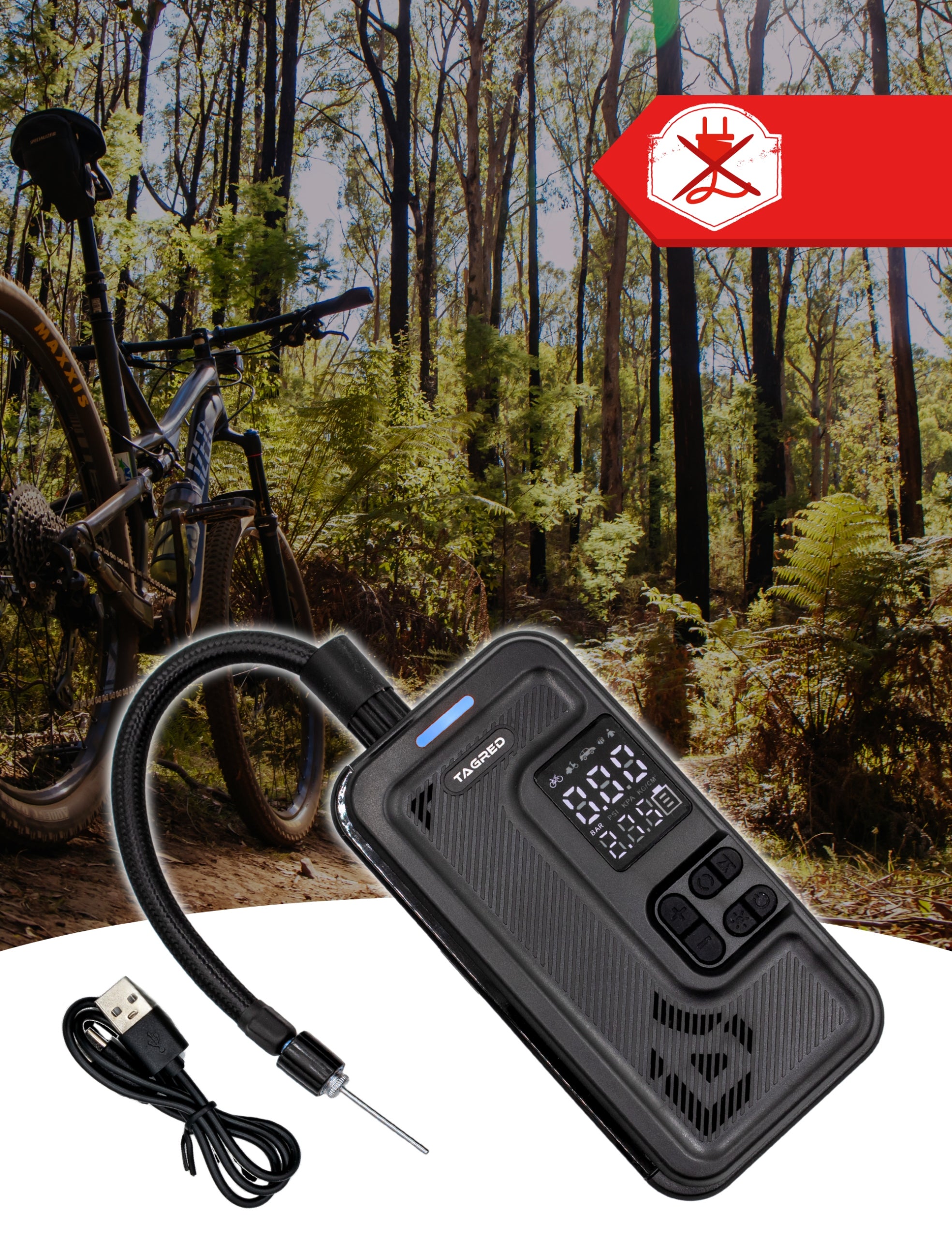 ELECTRIC BICYCLE PUMP CAR compressor Aku 4000mAh + AKCESORIA Kind electric