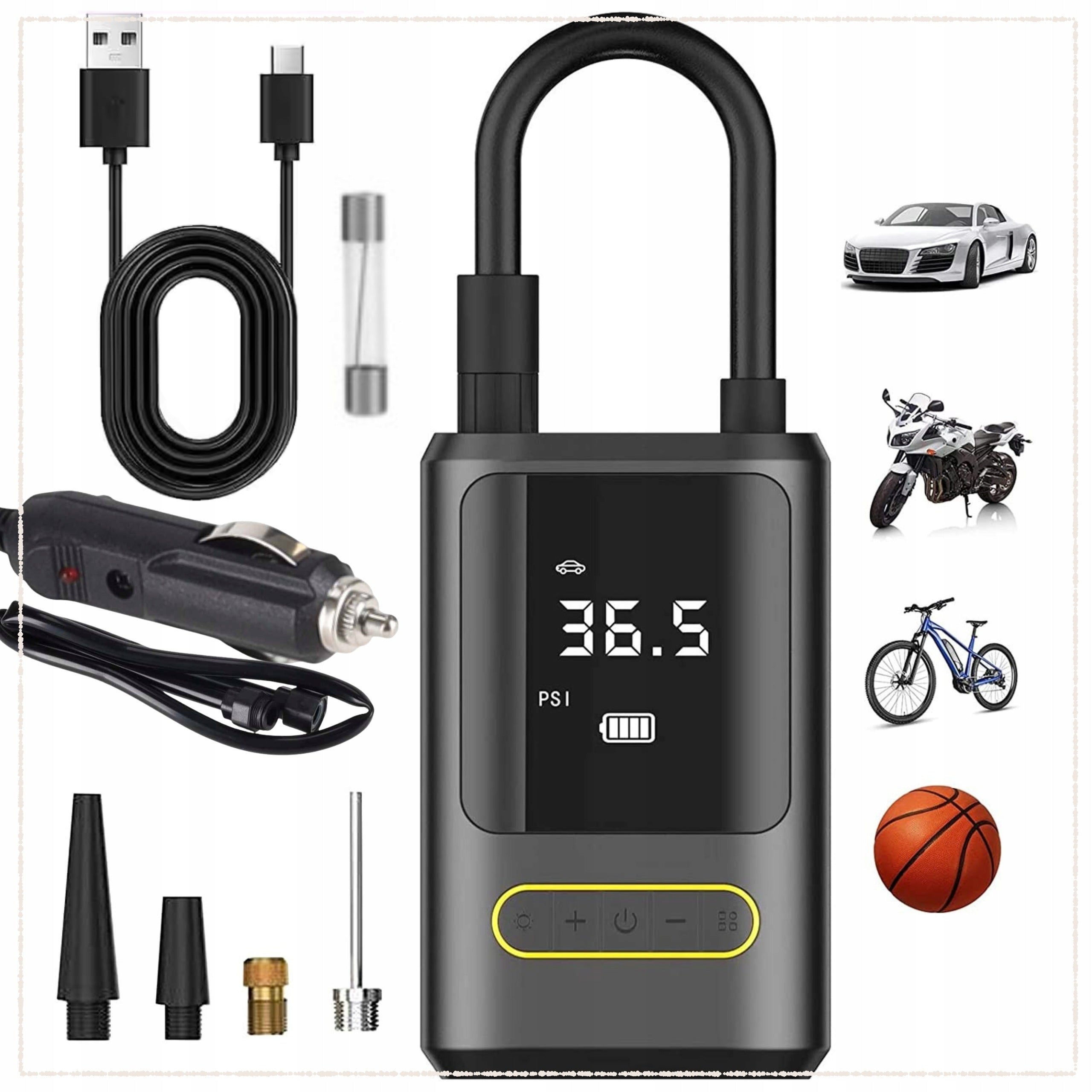 ELECTRIC BICYCLE PUMP FOR SCOOTER Mini Compressor POWERFUL Powerbank USB Manufacturer code Pompka elektryczna akumulatorowa Stratos Pro