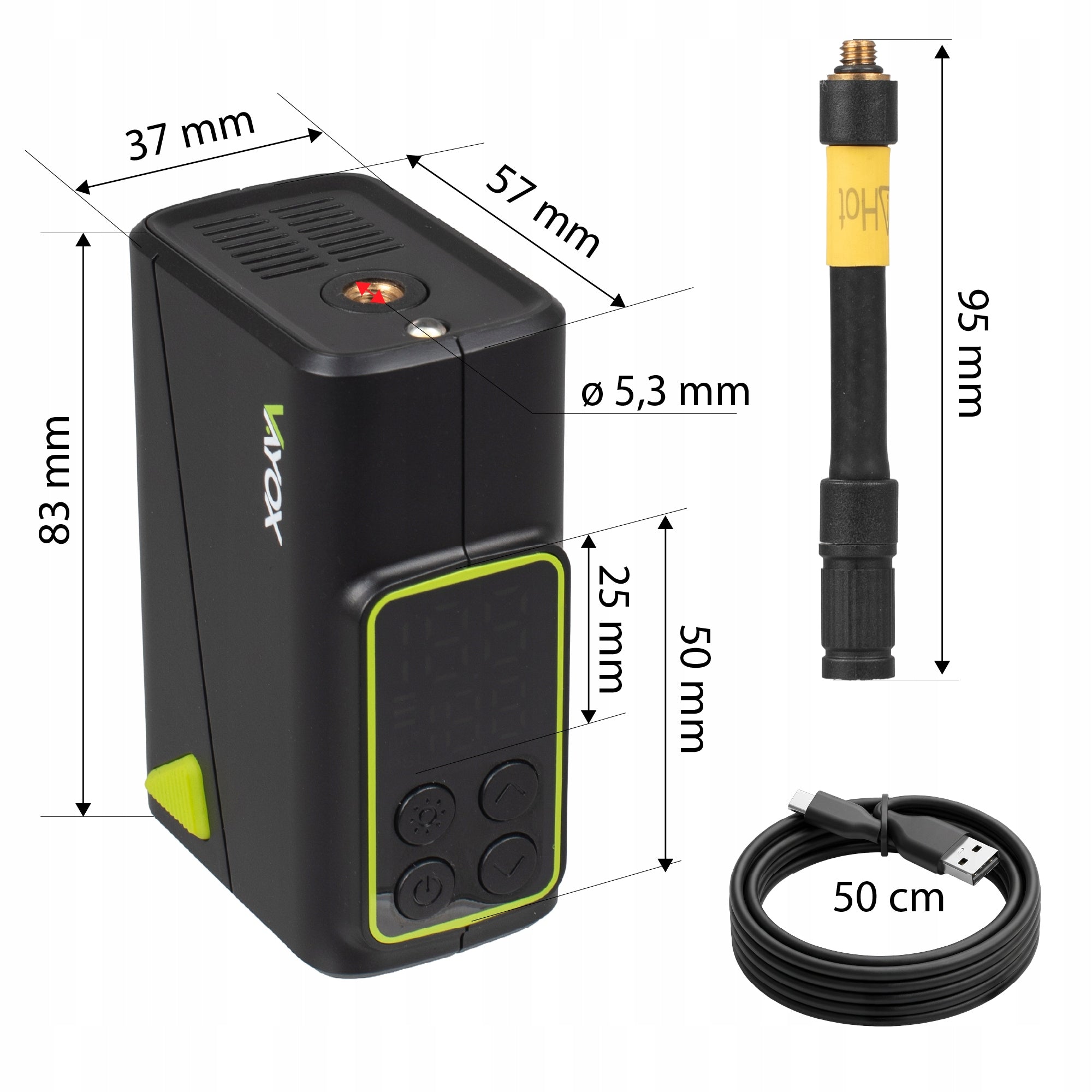 ELECTRIC BICYCLE PUMP MINI COMPRESSOR FOR SCOOTER BIKE 150PSI VAYOX Color black