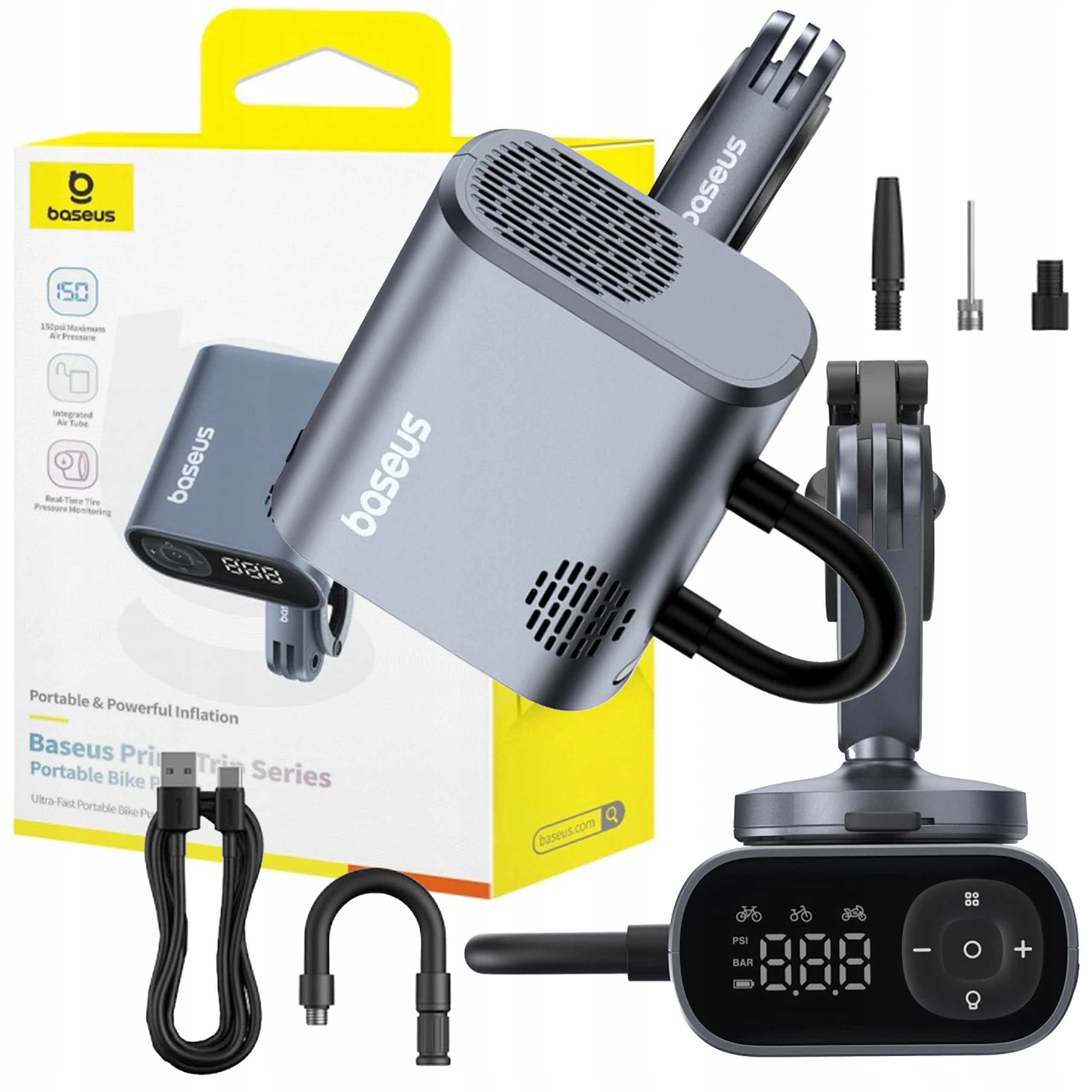 ELECTRIC BICYCLE Pump CAR Compressor Aku 1750mAh + ACCESSORIES