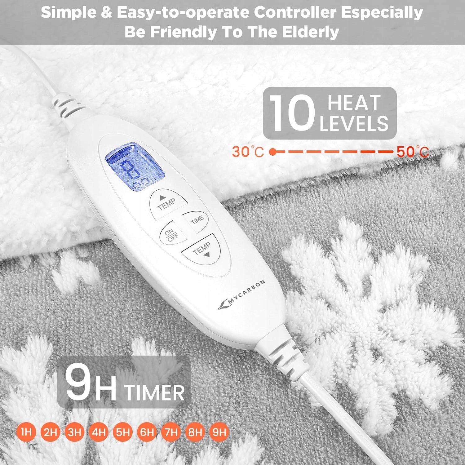 ELECTRIC BLANKET 160×180CM 10 HEAT LEVELS WITH TIMER PATTERN SNOWFLAKES EAN (GTIN) 5906663133480