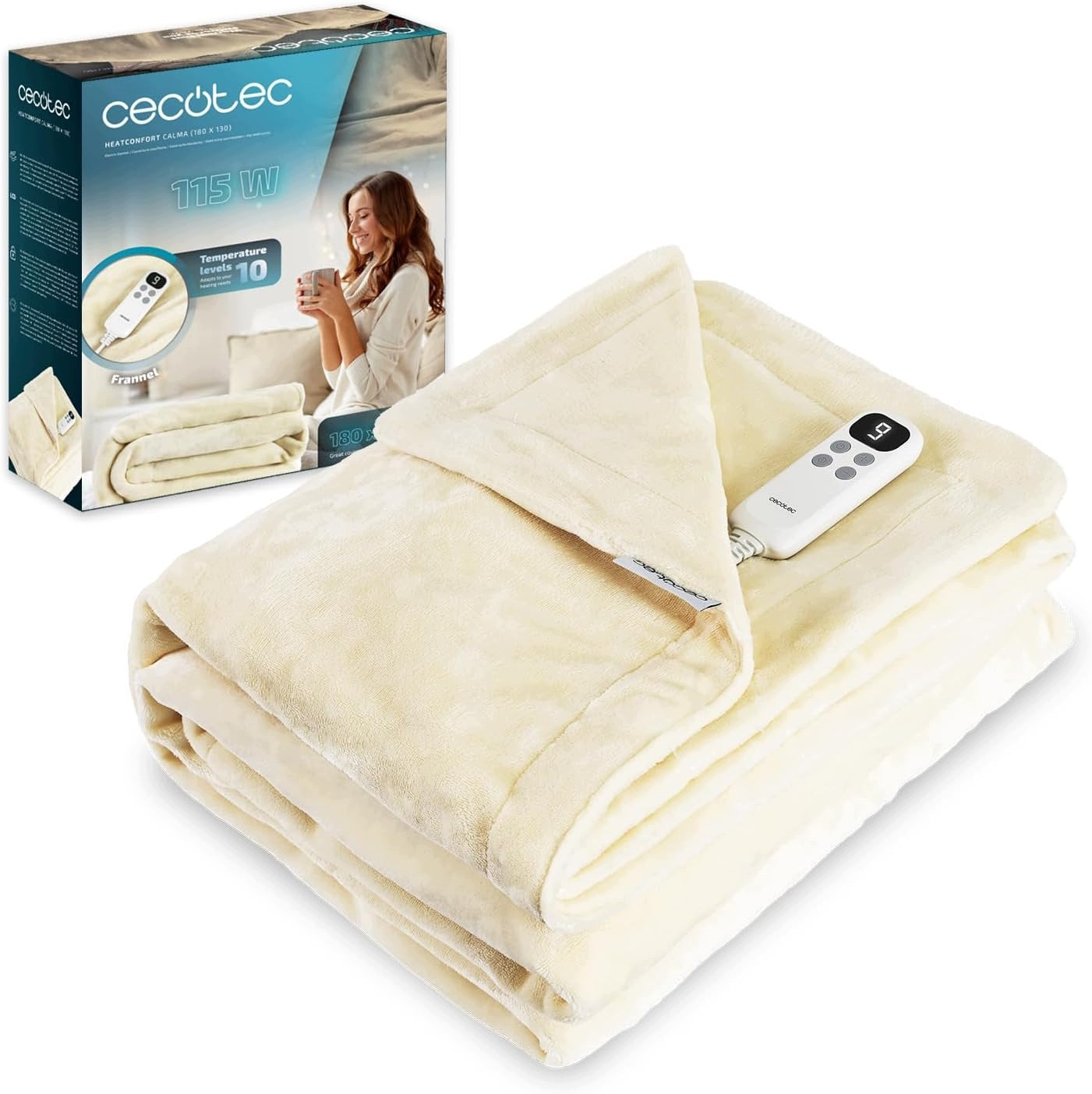ELECTRIC BLANKET 180X130 CM CECOTEC 115W 10 TEMPERATURE LEVELS