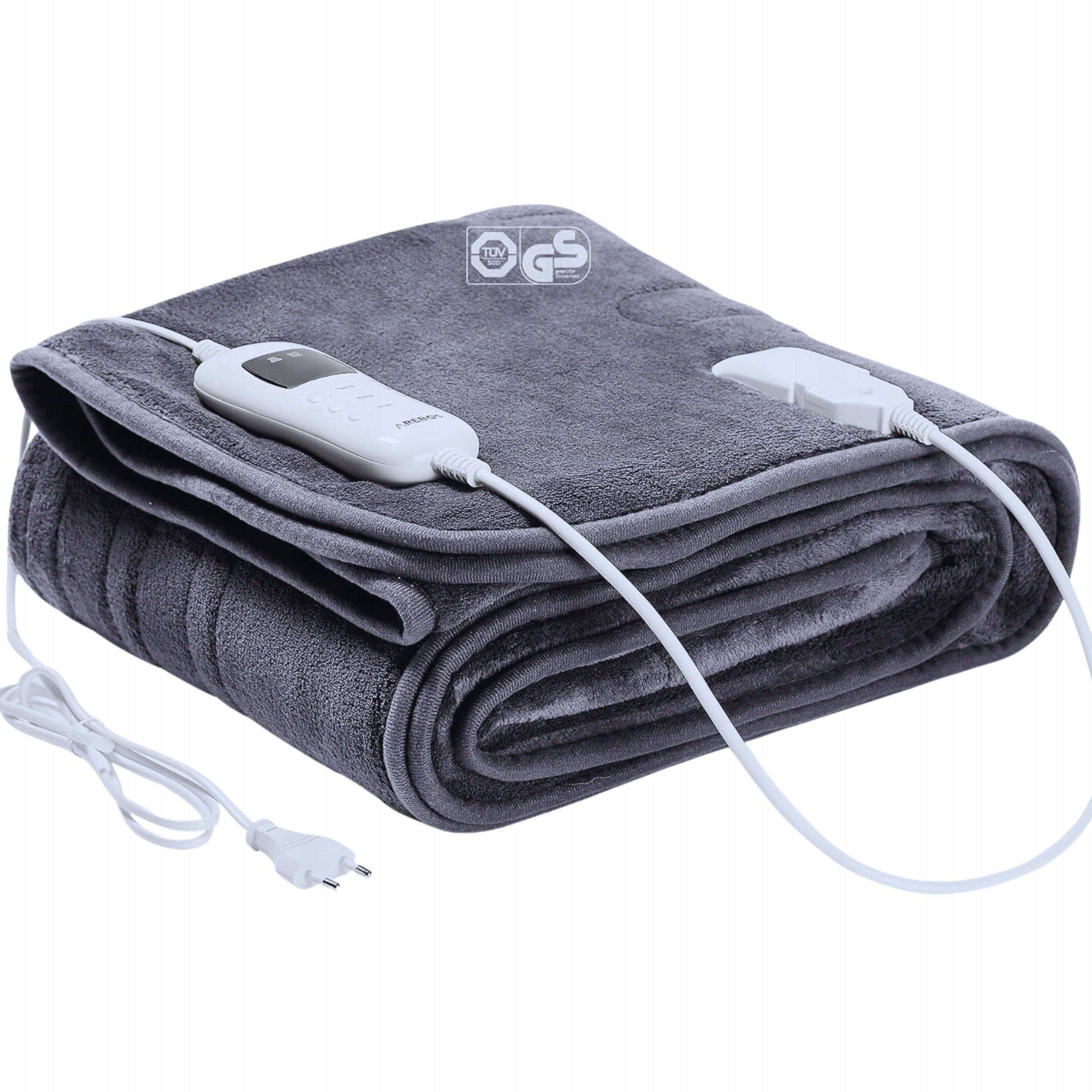 ELECTRIC BLANKET 180x130cm HEATING WITH REMOTE CONTROL POLAR SOFT AREBOS 120W GREY