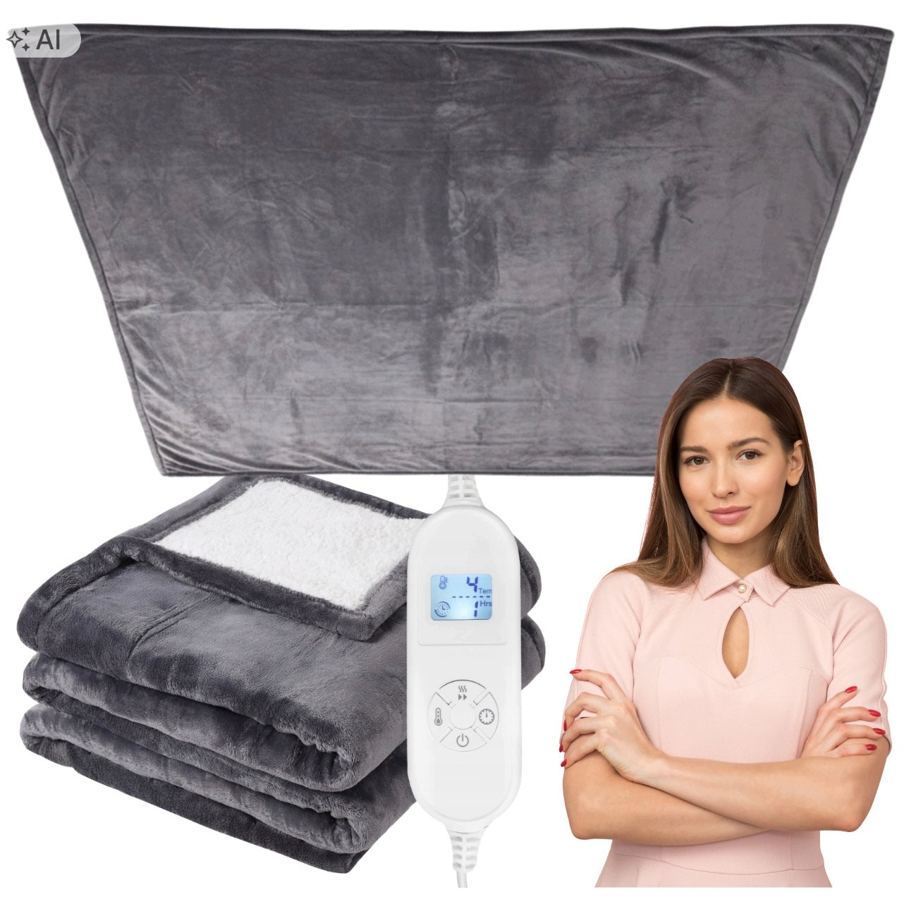 ELECTRIC BLANKET 180x160 THICK FLUFFY SOFT Heating mat PILOT LARGE