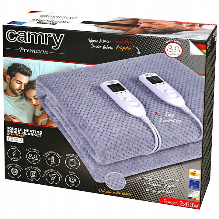 ELECTRIC BLANKET HEATED CAMRY CR 7417 HEATING MAT 160 x 150 cm Color gray