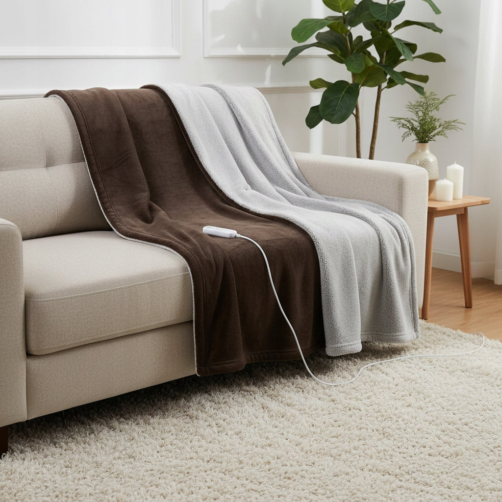 ELECTRIC BLANKET SINNLEIN 200x180cm DOUBLE PLUSH BROWN 9 HEAT LEVELS Manufacturer code WHD043