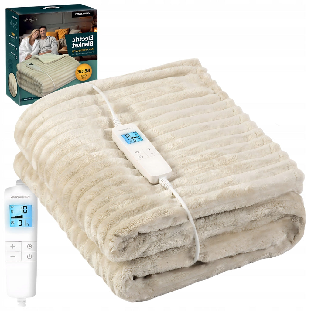 ELECTRIC BLANKET SOFT LARGE 180x160 CM PLUSH THICK 160W TIMER PILOT