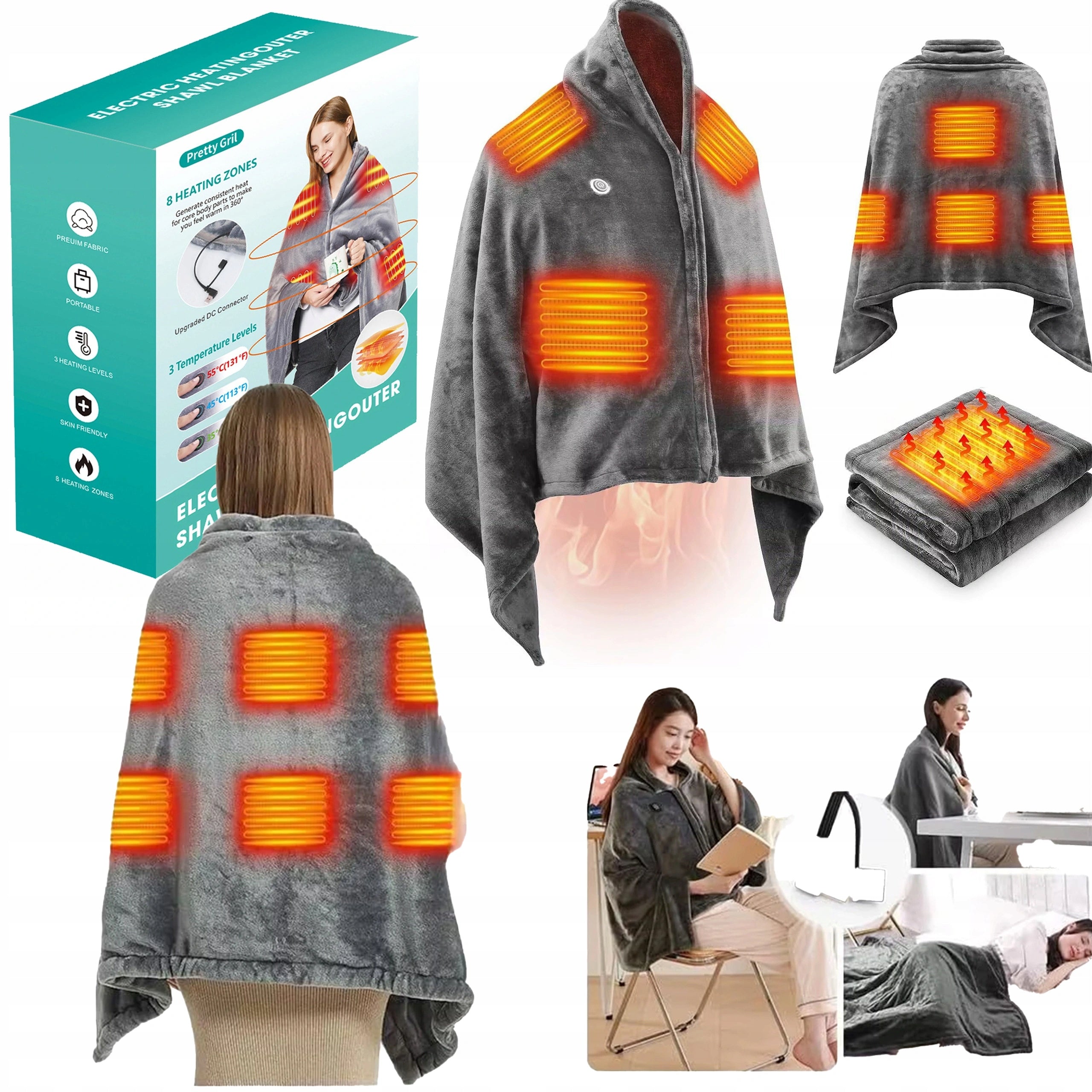 ELECTRIC BLANKET WIRELESS TO USB POWER BANK 3 LEVELS OF HEATING SOFT