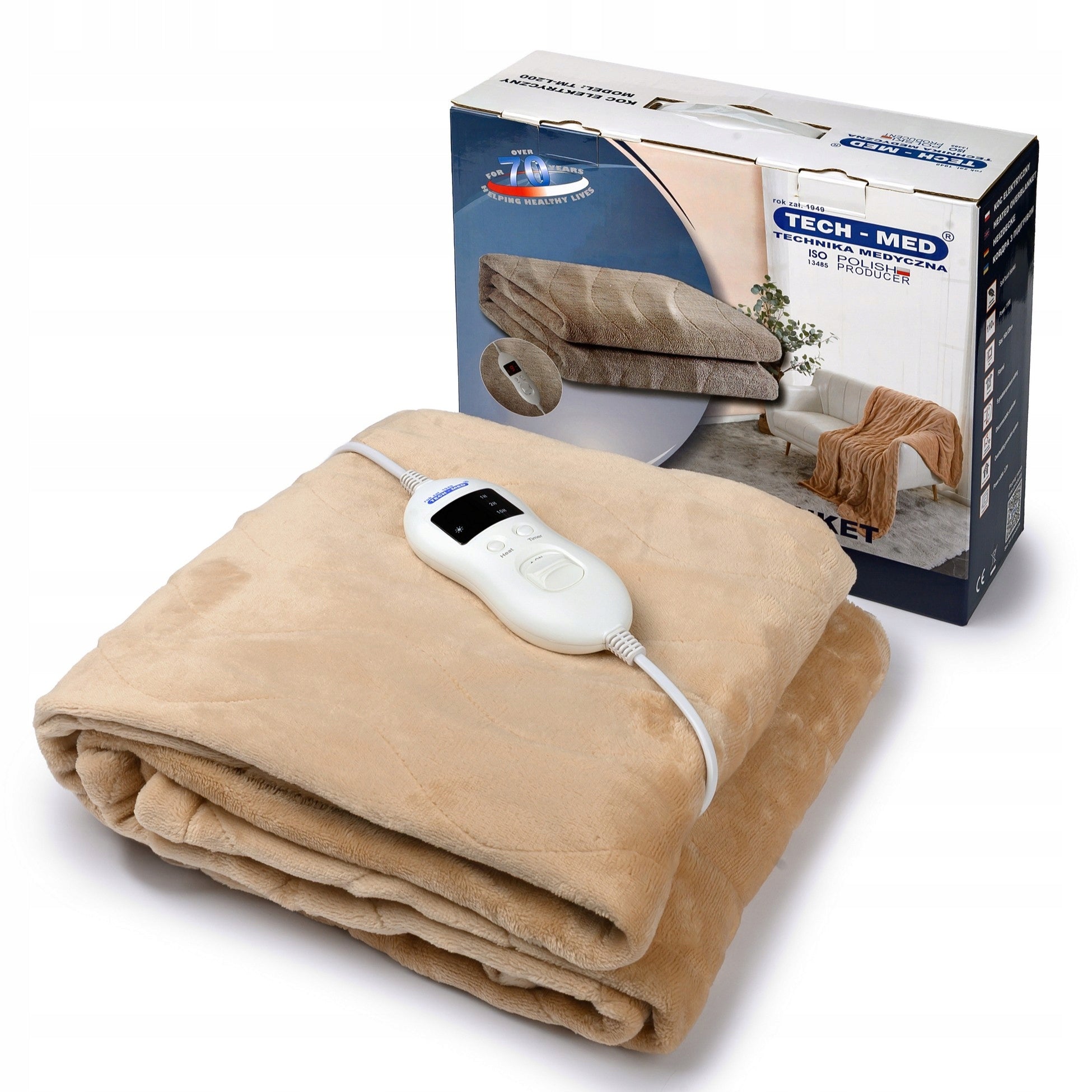 ELECTRIC BLANKET soft heated HEATING 160x120cm remote control LARGE TECH-MED