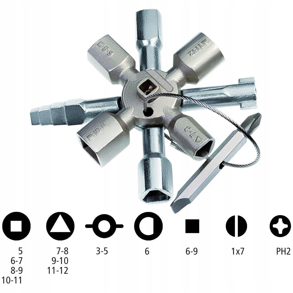 ELECTRIC BOX CABINET RADIATOR WRENCH UNIVERSAL 10in1 Manufacturer code Klucz do szafki elektrycznej kaloryfera