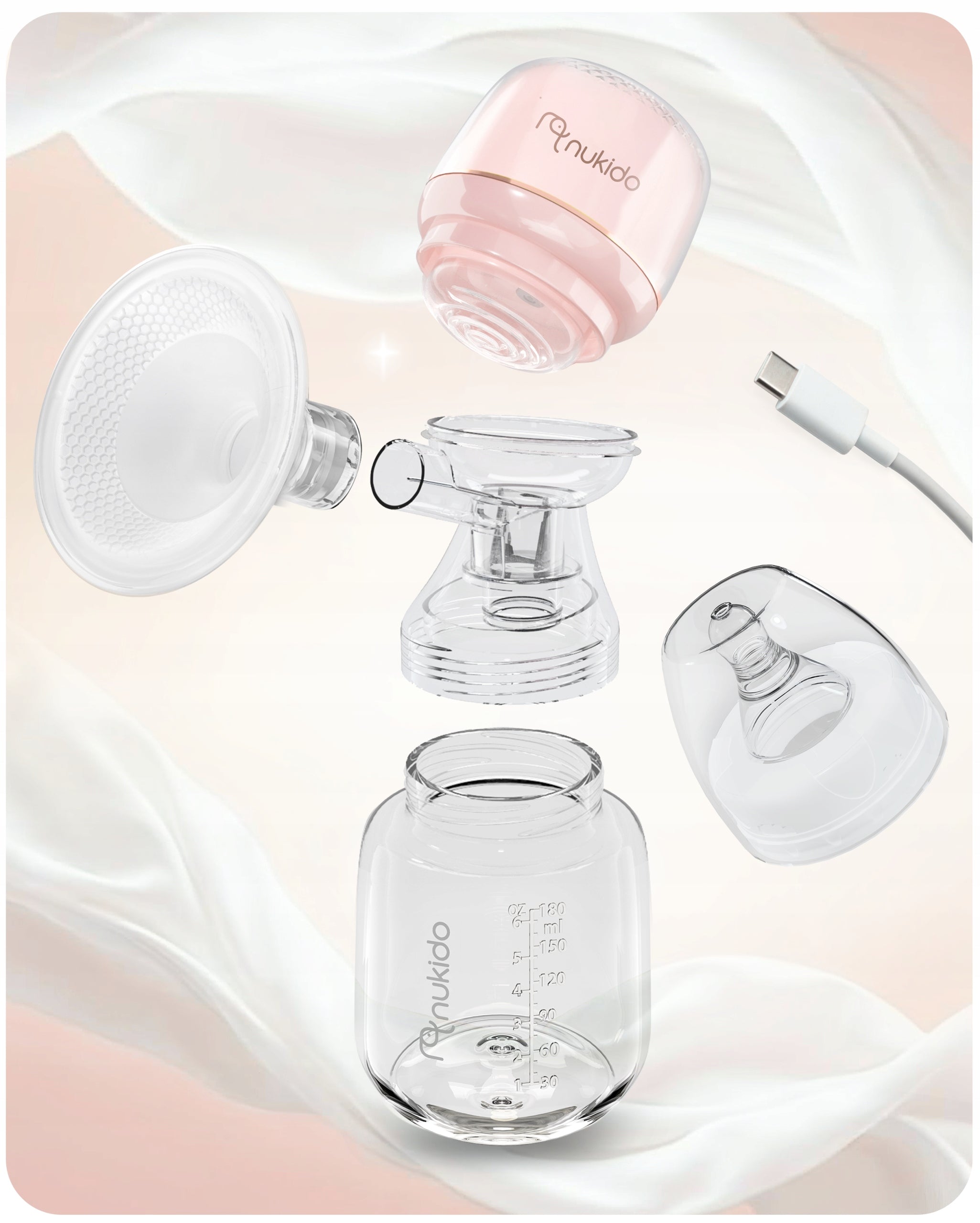 ELECTRIC BREAST PUMP NUKIDO THREE-PHASE 180ML WIRELESS PORTABLE SET Packaging status original