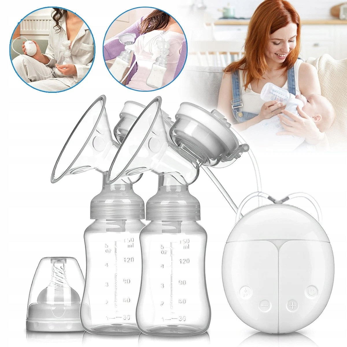 ELECTRIC BREAST PUMP PORTABLE DOUBLE-SIDED USB QUIET 2 MODES 9 LEVELS