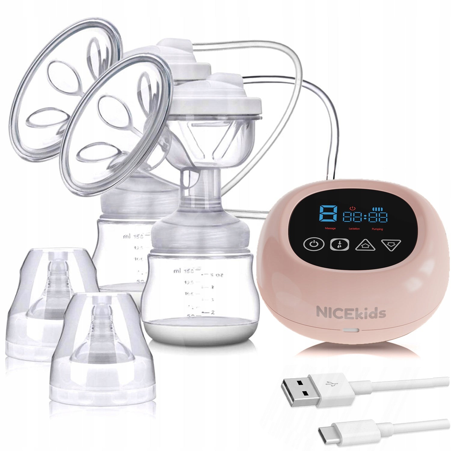ELECTRIC BREAST PUMP THREE-PHASE EXTRACTOR NICEKIDS 2IN1 BPA FREE