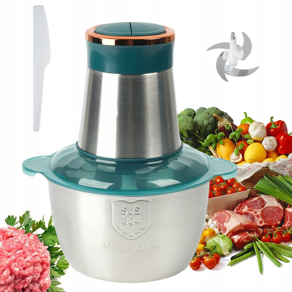 ELECTRIC CHOPPER GREEN 2L 300W 4 BLADES FOR VEGETABLE MEAT