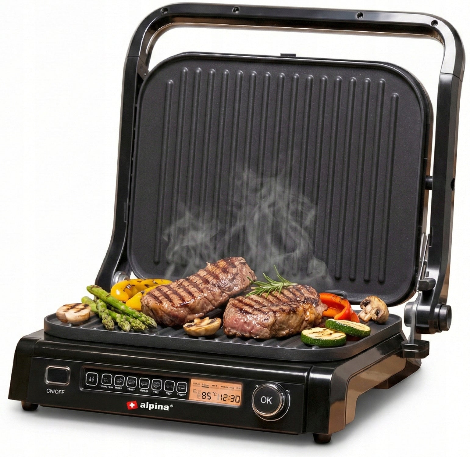 ELECTRIC CONTACT GRILL 2100W PANINI FOLDING 180° 7 PROGRAMS