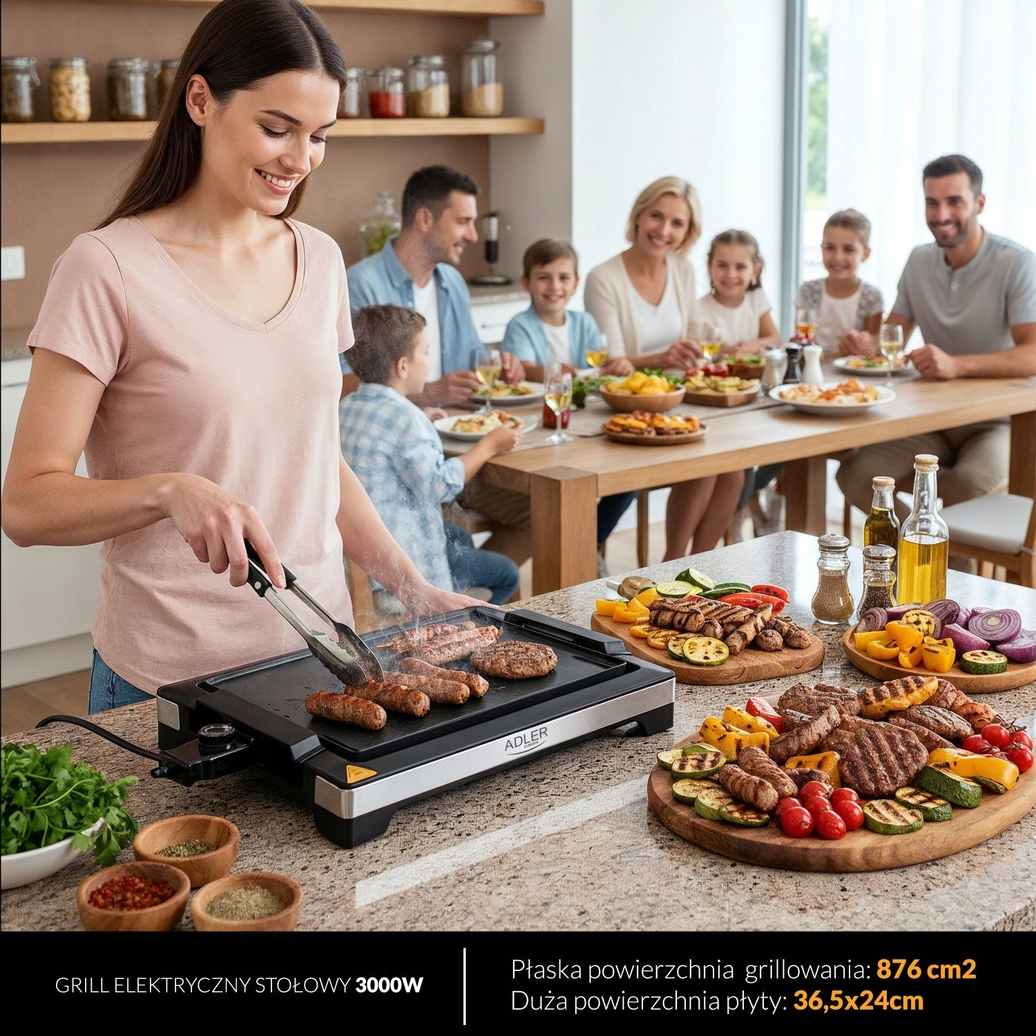 ELECTRIC CONTACT GRILL 3000W HIGH POWER for vegetable sausage meat ADLER Grill type contact