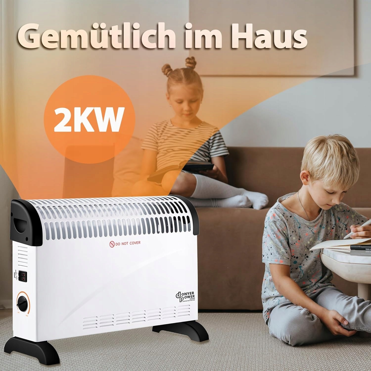 ELECTRIC CONVECTOR HEATER 2000W OIL FREE STANDING WITH THERMOSTAT Brand no brand