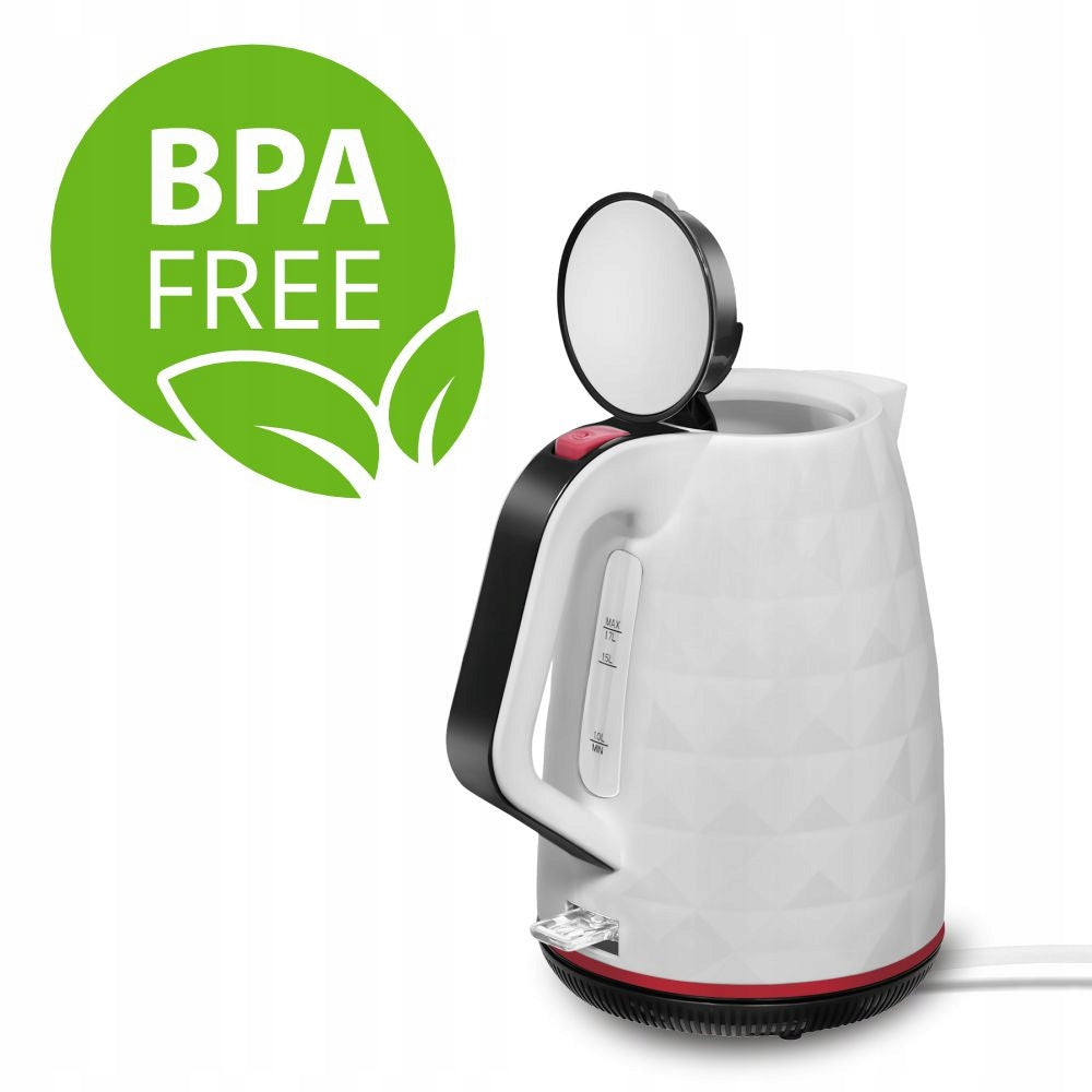 ELECTRIC CORDLESS KETTLE FOR TEA COFFEE WHITE QUIET 2200W 1,7L Manufacturer code Czajnik elektryczny 2200W 1,7L KTL9230W STRIX