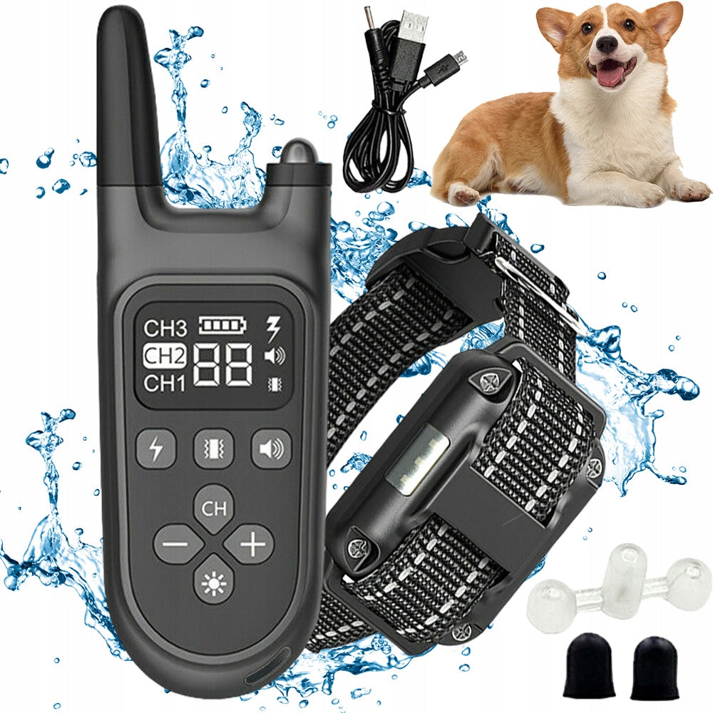 ELECTRIC DOG COLLAR TRAINING TRAINER 800M WITH REMOTE CONTROL WATERPROOF USB