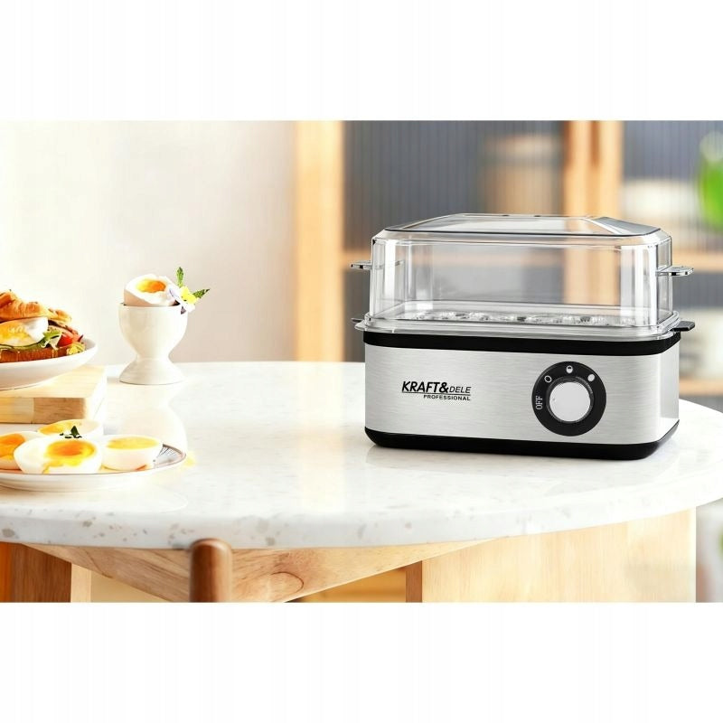 ELECTRIC EGG COOKER FOR 8 BOILED EGGS 4 FRIED EGGS 500W KRAFT&DELE Maximum number of eggs 8