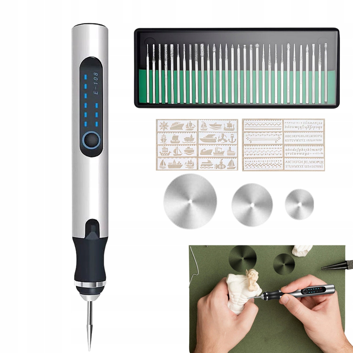 ELECTRIC ENGRAVING PEN CORDLESS MINI CARVING GLASS WOOD GRINDER SET